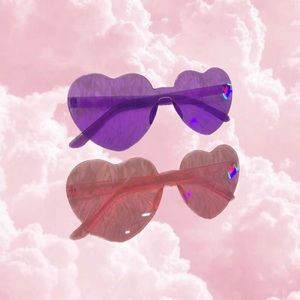 💜Pink and Purple transparent heart sunglasses!